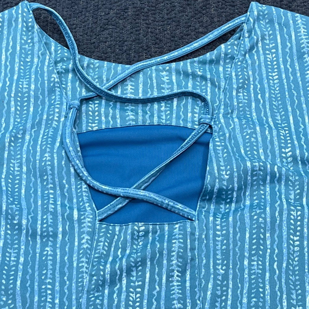 Title Nine Diamalete Blue White Stripe Active Dress Womens Large Strappy Back L - Picture 5 of 8